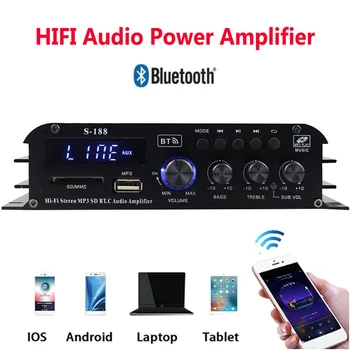 Мини 2,1-Канальный Hi-Fi Bluetooth Усилитель Мощности Автомобильный/Домашний Кинотеатр Цифровой Аудио Усилитель мощности для Динамика Bass USB/SD AUX