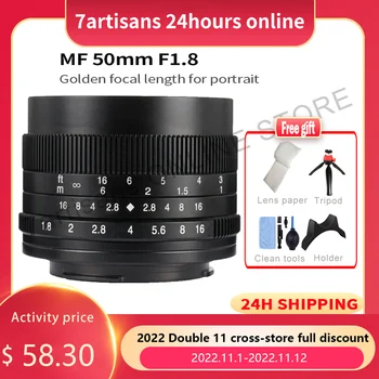 Объектив микрокамеры с портретной ручной фокусировкой с большой диафрагмой 7artisans 50mm f1.8 Подходит для Canon eos-m Mount E-Mount Fuji FX-Amount