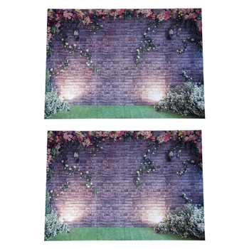 2шт 7x5 фУтов Фонов для фотосъемки цветов на стене Кирпичный Фон Весенний Фон Stuido