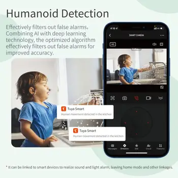 Камера наблюдения с обнаружением человека 1080p Hd Mini Cam Шумоподавление WiFi Ip-камера Умный дом Tuya Smart Baby Monitor 1080p