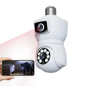 360-градусная камера с лампочкой ночного видения, 2-мегапиксельная двухобъективная камера Wi-Fi с частотой 2,4 ГГц, простая установка, двусторонняя аудиокамера