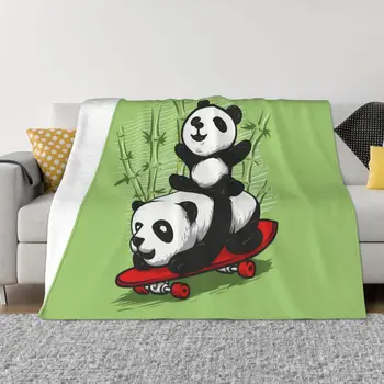 Милое одеяло с изображением панды из мультфильма Аниме, супер теплые всесезонные комфортные пледы для удобного ухода за машиной во время путешествий