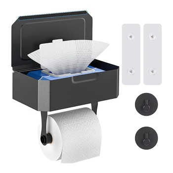 Держатель для туалетной бумаги Держатель для туалетной бумаги с коробкой для влажных салфеток, полкой, кухонным держателем рулона для ванной комнаты