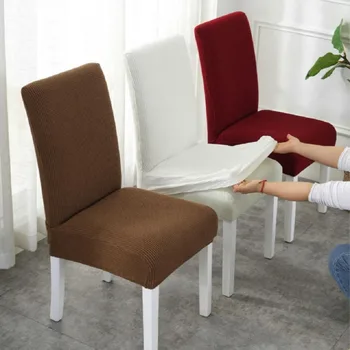 Чехол для стула из сверхмягкой флисовой ткани, эластичные чехлы для стульев из спандекса для столовой /кухни, эластичный чехол для стула со спинкой