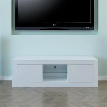 Оснащен шкафом для телевизора со светодиодной подсветкой, белой современной стойкой для телевизора, глянцевой дверцей матового шкафа, стойкой для телевизора, шкафом для хранения большой емкости