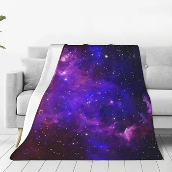 Фиолетовое фланелевое одеяло Galaxy с винтажным принтом, теплое покрывало для дивана-кровати, графическое покрывало для путешествий в самолете, чехол для дивана-кровати