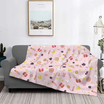 Одеяла с аниме Moon Girl Bunny Rabbit, Фланелевый Текстильный декор, Дышащее Мягкое одеяло для дивана, офисное плюшевое тонкое одеяло