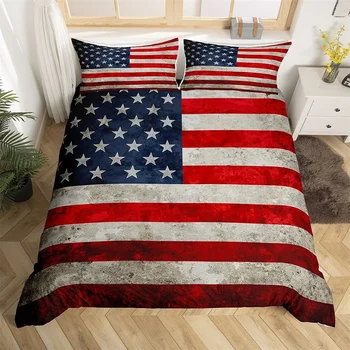Пододеяльник с американским флагом, ретро-комплект постельного белья с флагом США для детей, мальчиков, подростков, мужчин, звезд, красных полос для украшения спальни, женщин, мужчин