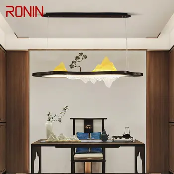 Светодиодная подвеска в китайском стиле RONIN, Креативная простота Дзен, Прямоугольная Люстра с ландшафтным освещением для домашнего декора Чайханы