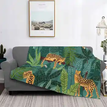 Леопардовый животный принт Тропические цветы Пальмы Новейшее супер мягкое теплое легкое тонкое одеяло Tropic Tropical Animal