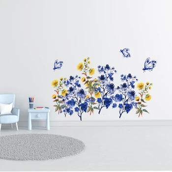 Kizcozy Простые в нанесении наклейки на стену с растительными цветами для детской комнаты, гостиной, спальни, декора стен, декора стен