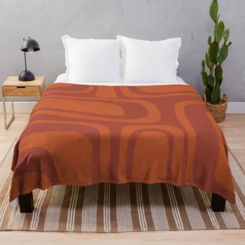 Палм-Спрингс Ретро середины века, современный абстрактный узор в стиле модерн, ярко-оранжевый плед, диван-кровать, роскошное дизайнерское одеяло