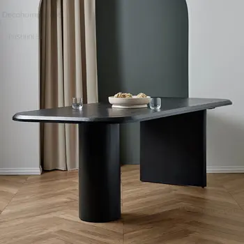 Креативный Черный обеденный стол в стиле ретро, обеденные столы из массива дерева в скандинавском стиле, Современная Маленькая квартира, Простая мебель для стола для переговоров