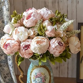 реалистичные шелковые цветы-пионы из 1 шт. для домашнего декора и свадеб - Поделки своими руками и букет невесты - Внутреннее и наружное украшение
