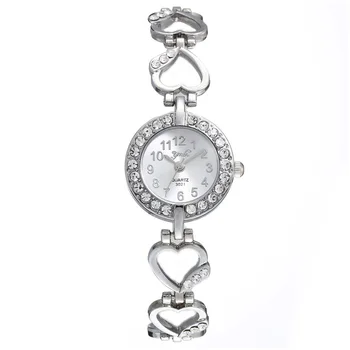 Темпераментные женские часы-браслет с кристаллами в бриллиантовой оправе и ремешком-цепочкой в подарок подруге на день рождения