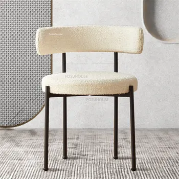Обеденные стулья из скандинавского кашемира для столовой мебели Спинка обеденного стула Дизайнерская Высококлассная Домашняя кухня Металлические обеденные стулья