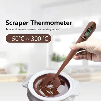 Цифровой термометр-лопатка, считыватель температуры приготовления и конфет, мешалка в одном силиконовом электронном термометре для перемешивания пищи