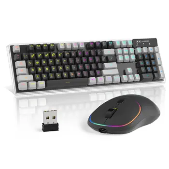 Комбинированная беспроводная игровая клавиатура и мышь Magegee V550, перезаряжаемая клавиатура с RGB-подсветкой 2.4G и прозрачным корпусом