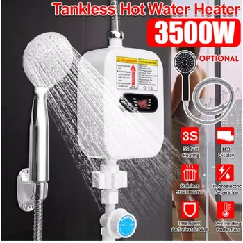 Мини-водонагреватель RX-21,3500 Вт 220 В, электрический бытовой кран для ванной комнаты без бака, с жидкокристаллическим дисплеем температуры для душа