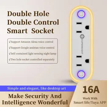 Corui 2 комплекта WiFi Smart Socket 16A US Plug Удлинитель с двойной розеткой с сенсорным ночником Голосовое управление через Alexa Google Home