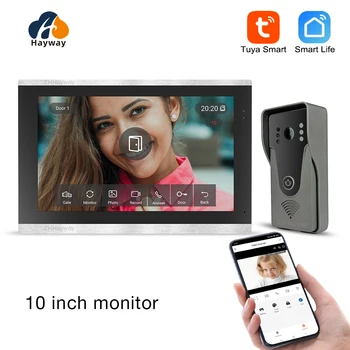 Hayway 10-Дюймовый Видеодомофон Tuya Smart WIFI Видеодомофон Система 1080P Дверной Звонок Камера Полный Сенсорный Экран Монитор Для Дома