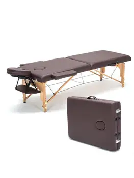 профессиональные массажные столы для спа шириной 60 см, складывающиеся с сумкой, подушкой и подлокотником, мебель для салона Деревянная складная косметичка