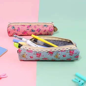 Кавайные цветочные сумки для карандашей в свежем стиле, Маленькие пеналы с цветами, Милый простой кейс для хранения, Офисные школьные принадлежности, канцелярские принадлежности, подарок
