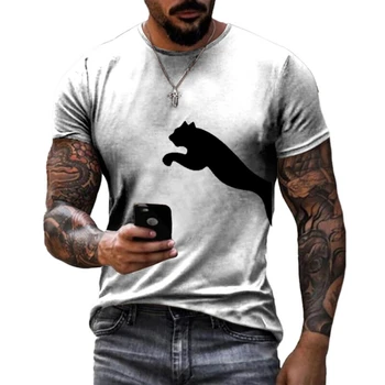Летняя новая повседневная рубашка с воротником-стойкой с 3D-принтом в виде волка, 2023 Harajuku, быстросохнущие изысканные мужские и женские футболки.