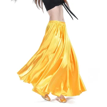 Блестящая атласная длинная испанская юбка, юбка для танцев на качелях, юбка для танца живота, юбка-солнце, 17 доступных цветов, фестивальный наряд для женщин