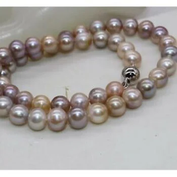 Новое ожерелье из натурального редкого жемчуга mixcolor 8-9 мм круглой формы 18 