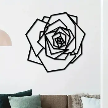 Настенные рисунки из металла с черной розой, 1 шт., стильное минималистичное украшение для вашего дома