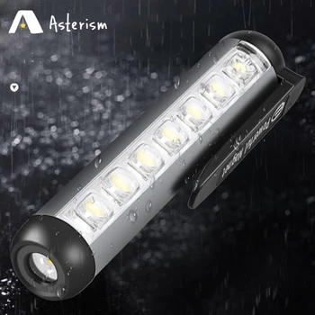 Мини-удобный карманный фонарик Type-C USB, портативная ручка, фонарь для кемпинга, светодиодная вспышка, магнитный зажим, 4 режима освещения, мощный фонарик