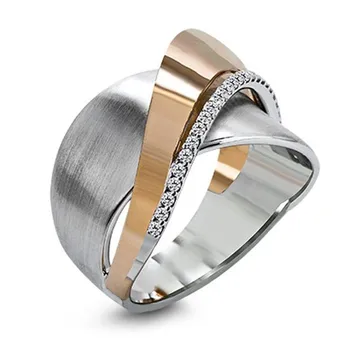 Креативное двухцветное персонализированное металлическое кольцо с микроинлайзингом из циркона, ювелирный подарок