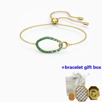 Высококачественный роскошный женский браслет с овальной блокировкой в виде зеленого бриллианта, подчеркивающий темперамент, красивый и трогательный, бесплатная доставка