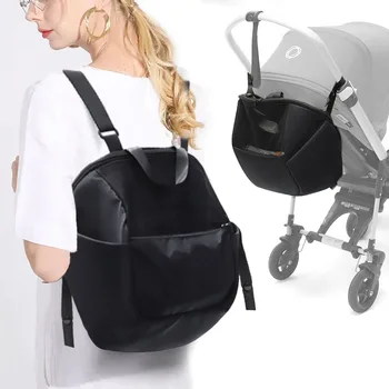 Сумка для мамы для хранения аксессуаров для детской коляски, портативный чехол для хранения, рюкзак для мамы, 2 в 1, черная водонепроницаемая сумка для подгузников