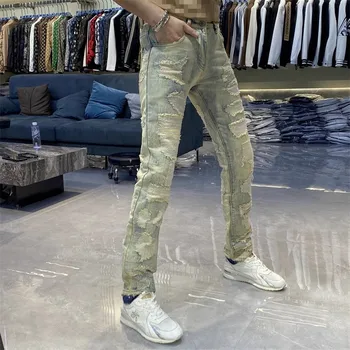 LS09191 Модные мужские джинсы 2023 для подиума, роскошный известный бренд, европейский дизайн, мужская одежда для вечеринок
