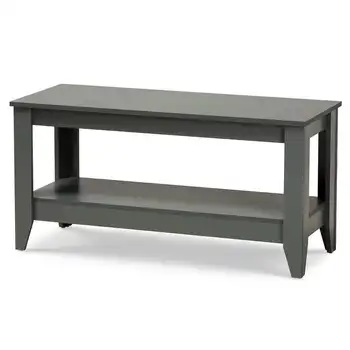 Журнальный столик Elada и современного серого цвета с отделкой из дерева, серый маленький приставной столик Приставной столик для спальни, Столешница чайного столика Mesas Sm