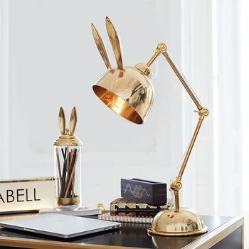 Настольная лампа с кроличьими ушками, железные настольные лампы в постмодернистском стиле для гостиной, спальни, кабинета, настольного декора, прикроватная лампа в скандинавском стиле для чтения