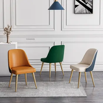 Обеденный стул из скандинавской кожи для кухонной мебели, Легкий Роскошный письменный стул для гостиной, минималистичные обеденные стулья с высококлассной спинкой