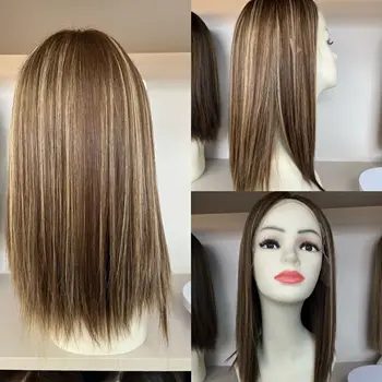 Кошерные парики TsingTaowigs из европейских человеческих волос, кружевной топ коричневого цвета, 16 дюймов для женщин, бесплатная доставка