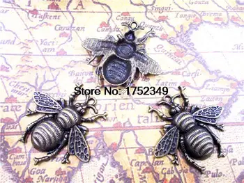 25шт-Античная бронза Прекрасная Огромная подвеска-шарм Honeybee Honeybee 38x40 мм