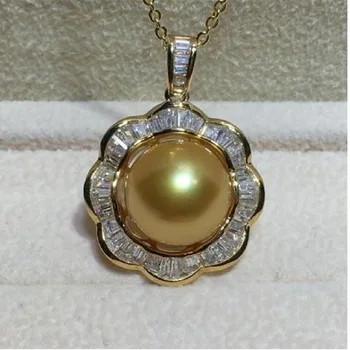 Великолепные гигантские золотые серьги AAAA 9-10 мм в Южно-Китайском море, жемчужное ожерелье с подвеской 925s