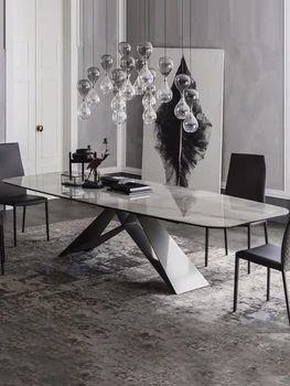 Сочетание обеденного стола и стула в скандинавском стиле, рисовый столик в индустриальном стиле, легкий роскошный прямоугольный обеденный стол в стиле постмодерн