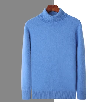 2023 новый 100% чистый норковый кашемировый свитер с высоким воротом, мужской высококачественный свитер с длинными рукавами, повседневный модный норковый кашемировый свитер