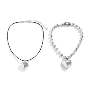 Серебряное ожерелье с подвеской в форме любви, простая нишевая цепочка для ключиц в стиле хип-хоп от холодного ветра