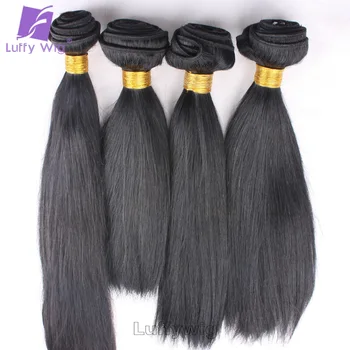 Пучки прямых волос LUFFY Super Double Drawn 100% Наращивание утка из человеческих волос Бразильские пучки прямых волос для чернокожих женщин