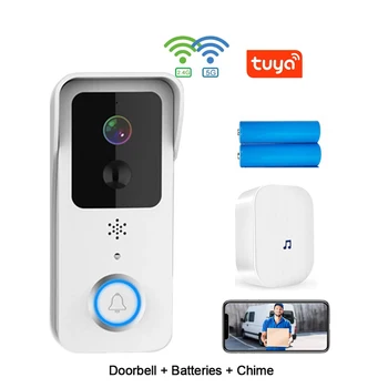 Умный видеодомофон Tuya 5G 2.4 G WiFi Наружный дверной звонок с водонепроницаемым аккумулятором Домофон Smart Life Беспроводная камера дверного звонка