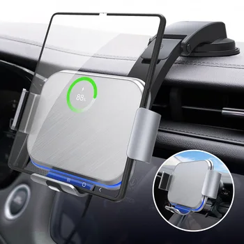 Автоматическое зажимное автомобильное беспроводное зарядное устройство с подсветкой для Samsung Z Fold 5 GPS-навигация 15 Вт Беспроводная зарядка для Samsung Fold 4