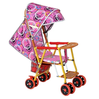 Детская коляска из бамбукового ротанга Легкая летняя Детская коляска с имитацией ротанга, Откидывающаяся Складная Детская коляска из бамбукового ротанга