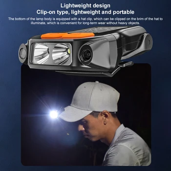 E5 LED Cap Light Clip Шляпа Фара Smart Wave Sensor Вращение на 90 ° Рыболовный Колпачок Лампа USB Зарядка Головной Фонарь Кемпинг Рыболовный Фонарь